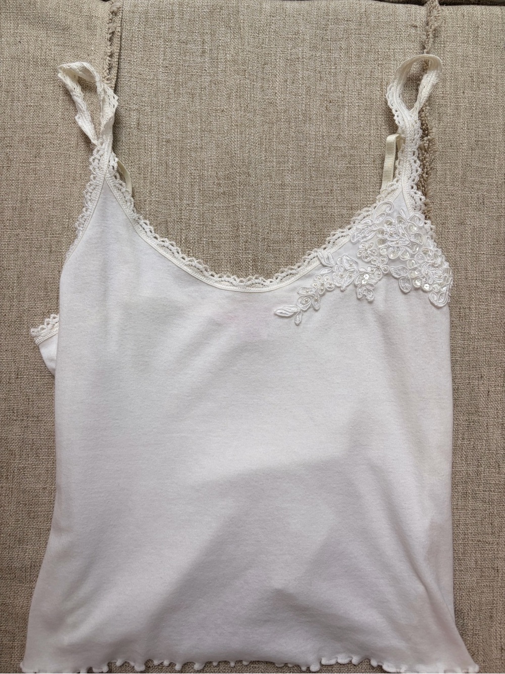 Vintage Victoria's Secret White Lace Trim Camisole Tank Top